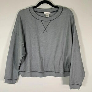 Urban Romantics Shirt Women’s Medium Striped Cropped Long Sleeve Soft Top